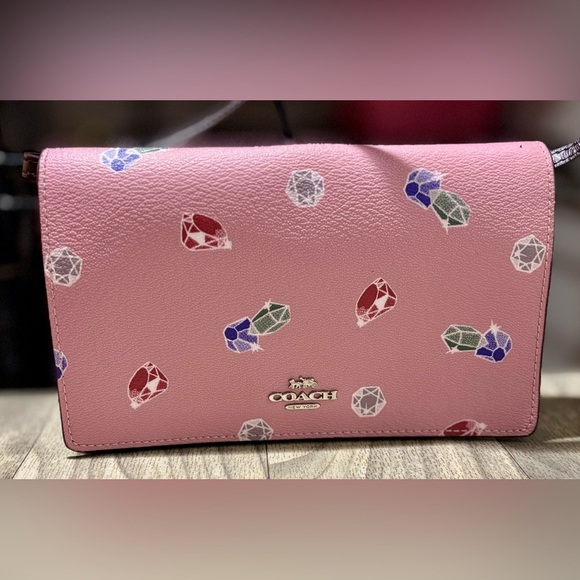 COACH X DISNEY Foldover Crossbody W/ Snow White And The Seven Dwarfs Gems Print💎 - Picture 1 of 14